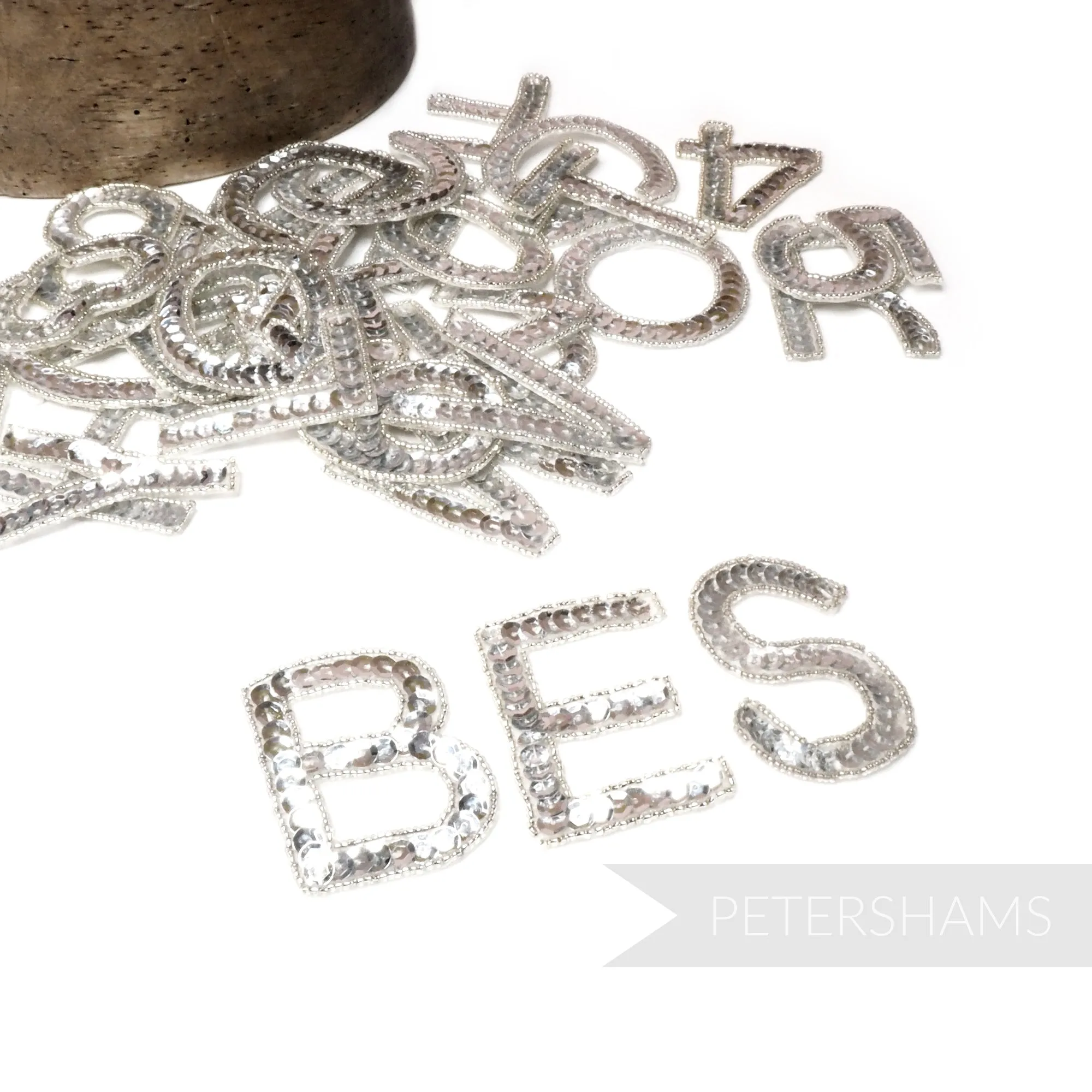 Silver Sequin & Beaded Alphabet and Numbers Motifs