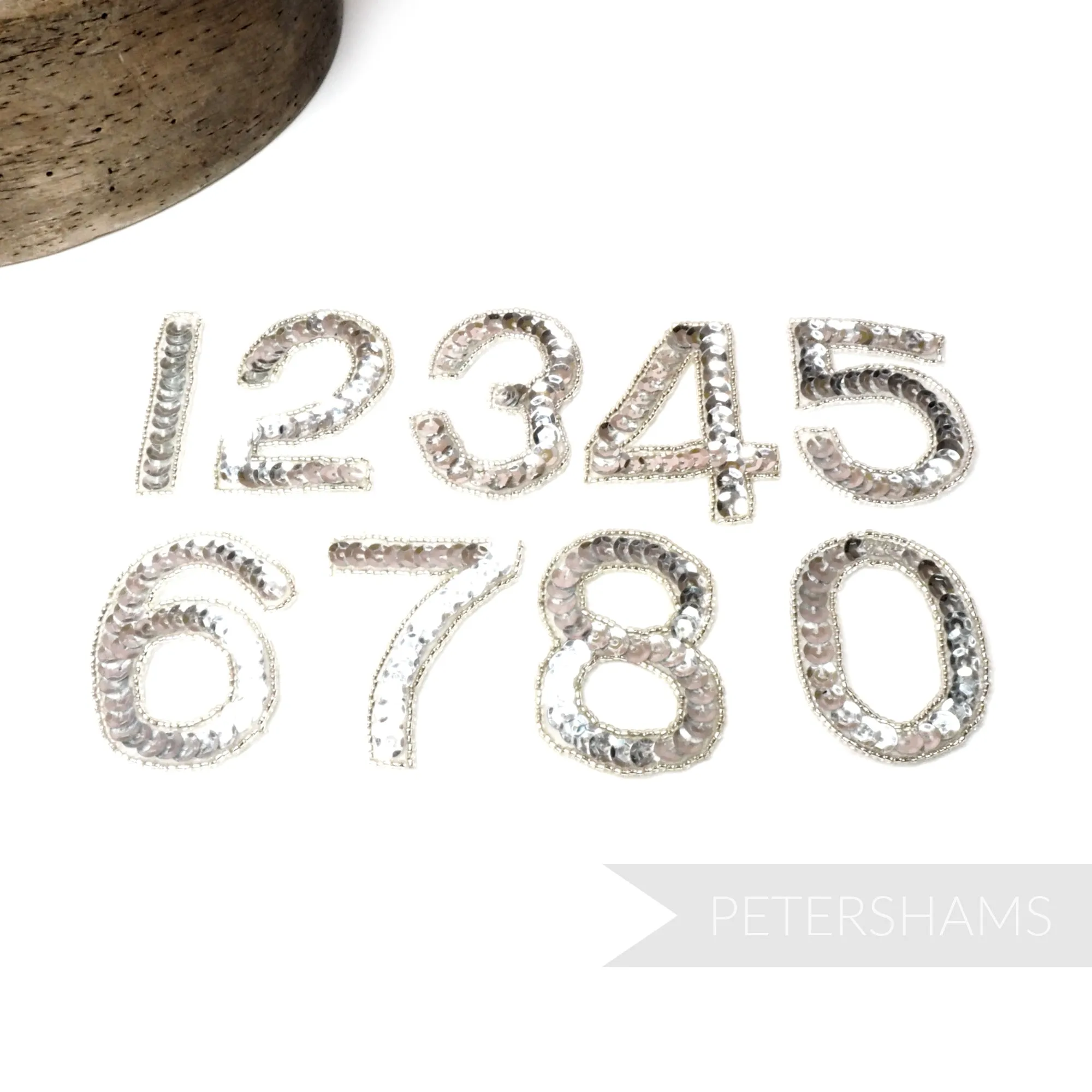 Silver Sequin & Beaded Alphabet and Numbers Motifs