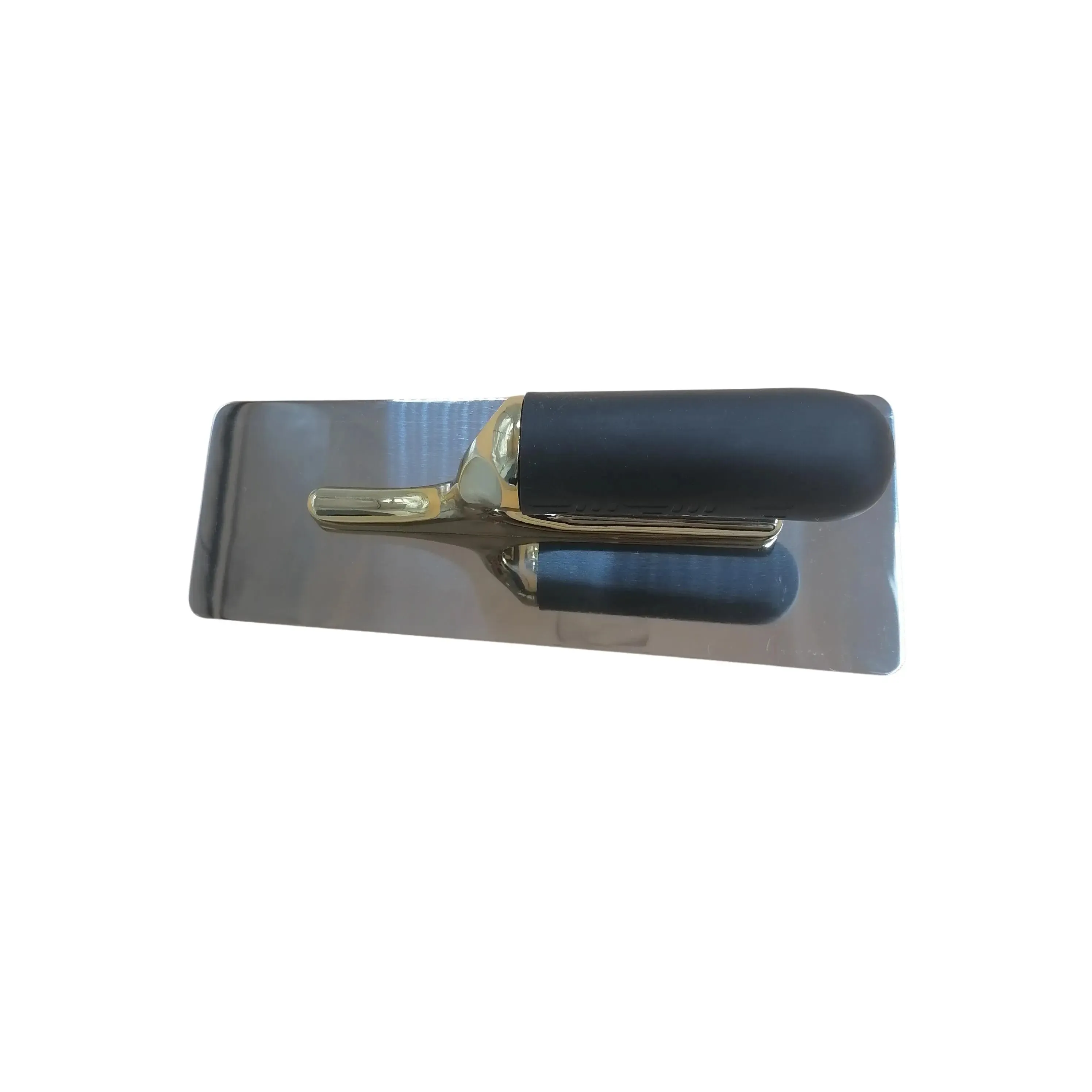 Stainless Steel Marmorino Trowel -Decora Pro - Trapezoidal Shape with Anodized Gold and Rubber Handle (9 Inch)