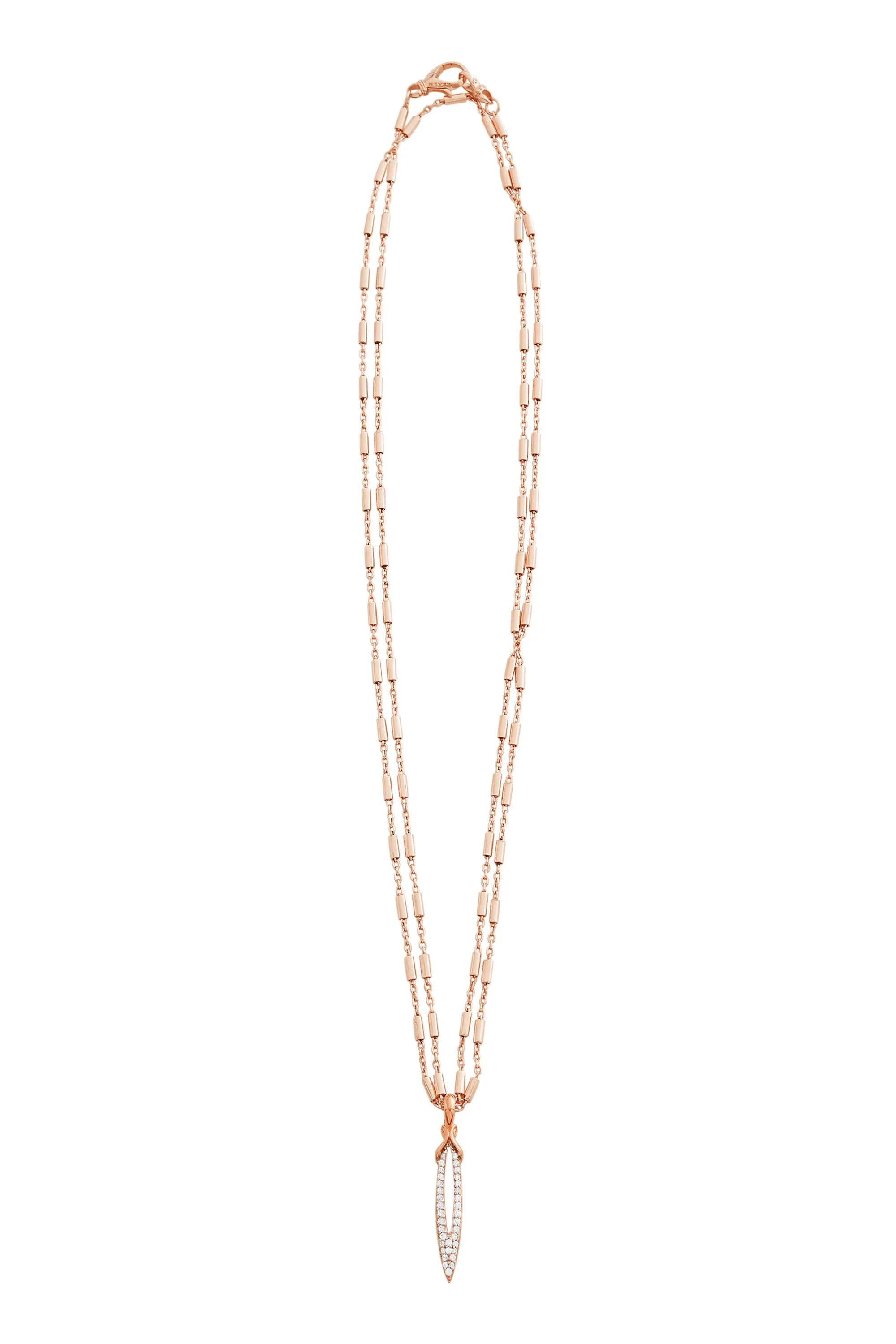 Stiletto Pavé Bar Chain Pendant - 18K Rose Gold Vermeil   CZ Blanc