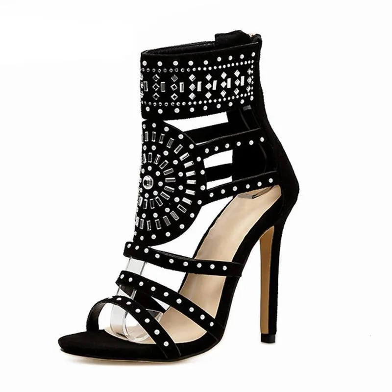 Summer Peep Toe High Heels Hollow Gladiator Sandals