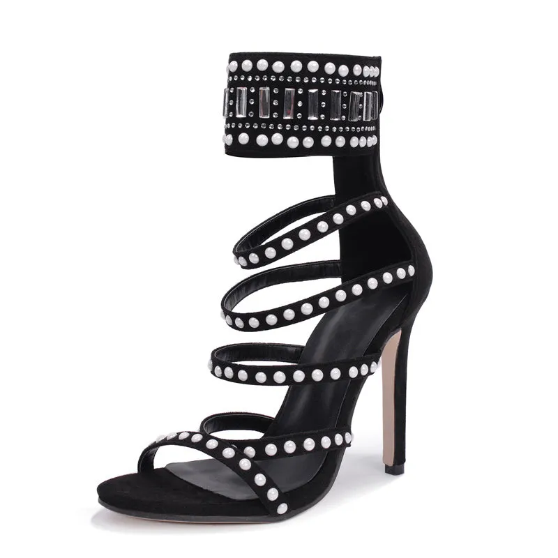 Summer Peep Toe High Heels Hollow Gladiator Sandals