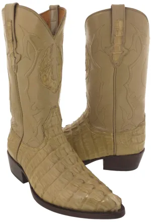 Tan Leather Cowboy Boots Real Crocodile Tail Skin J Toe