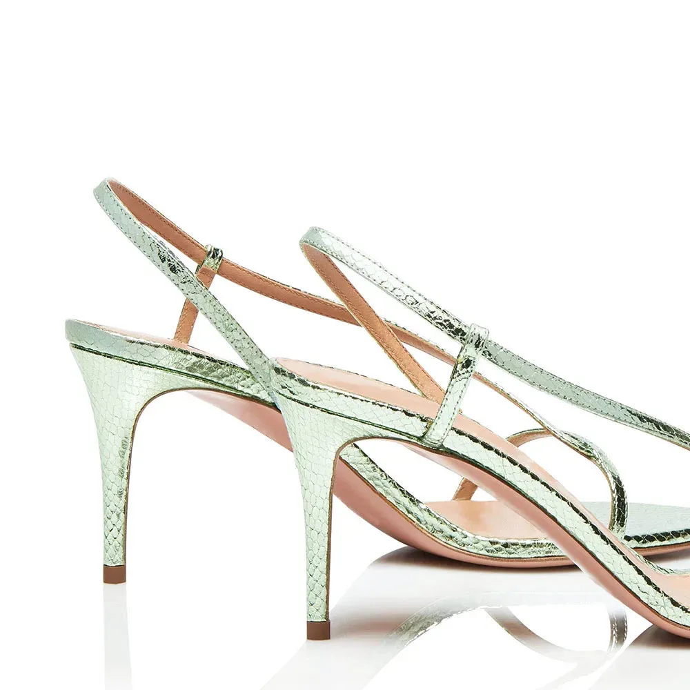 Trend4us Luxe Metallic Serpent Slingback Heels