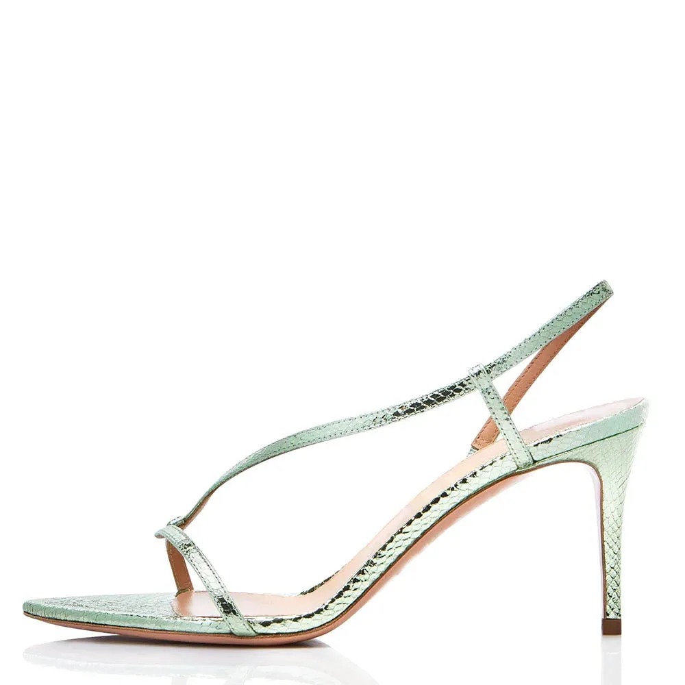 Trend4us Luxe Metallic Serpent Slingback Heels