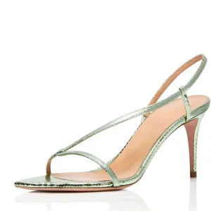 Trend4us Luxe Metallic Serpent Slingback Heels