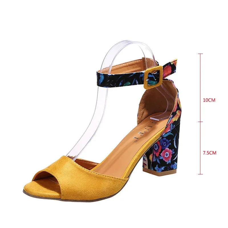 Trendy Floral Peep Toe Ankle High Heel