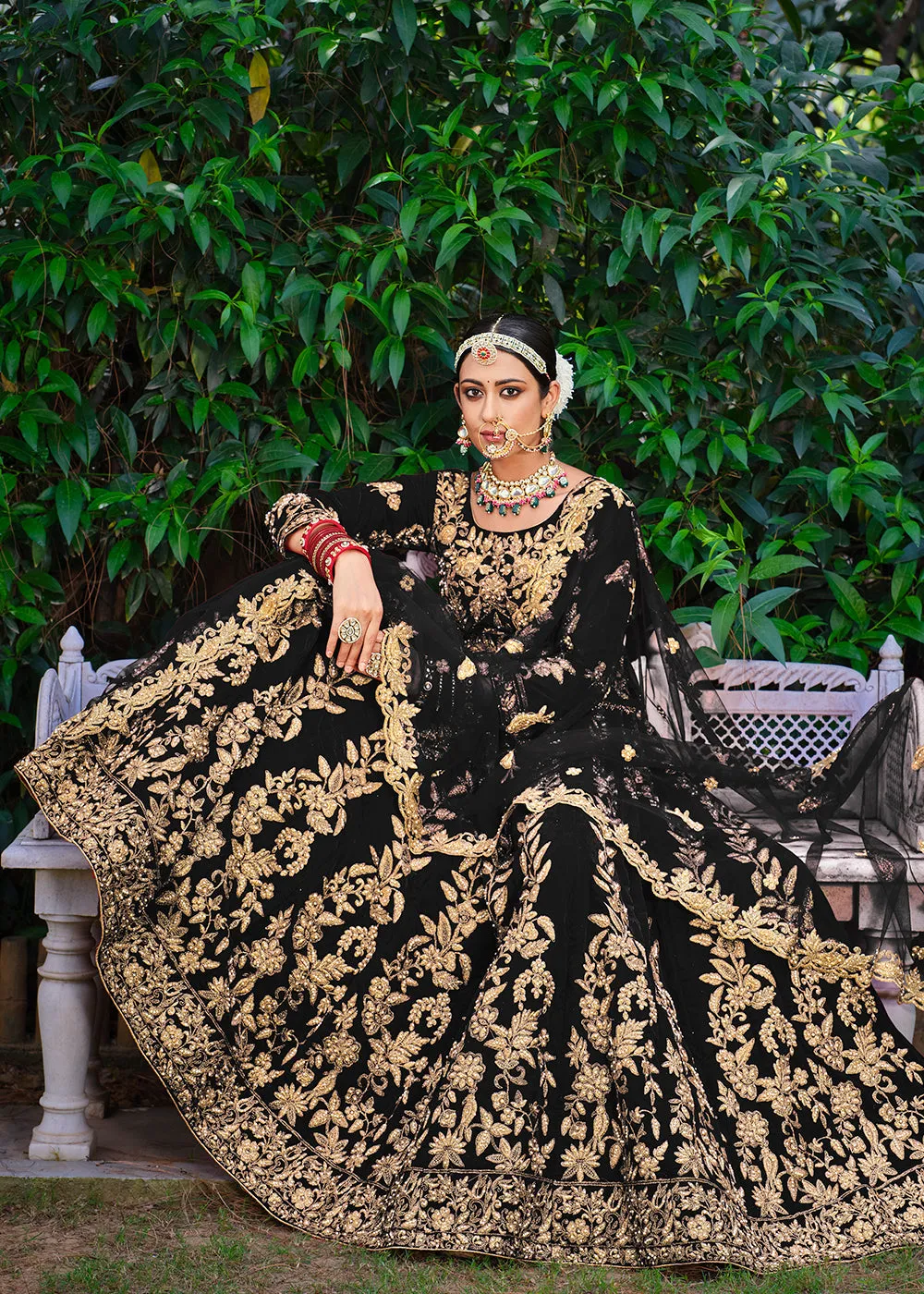 Velvet Dazzling Black Stone Cording Bridal Style Lehenga Choli