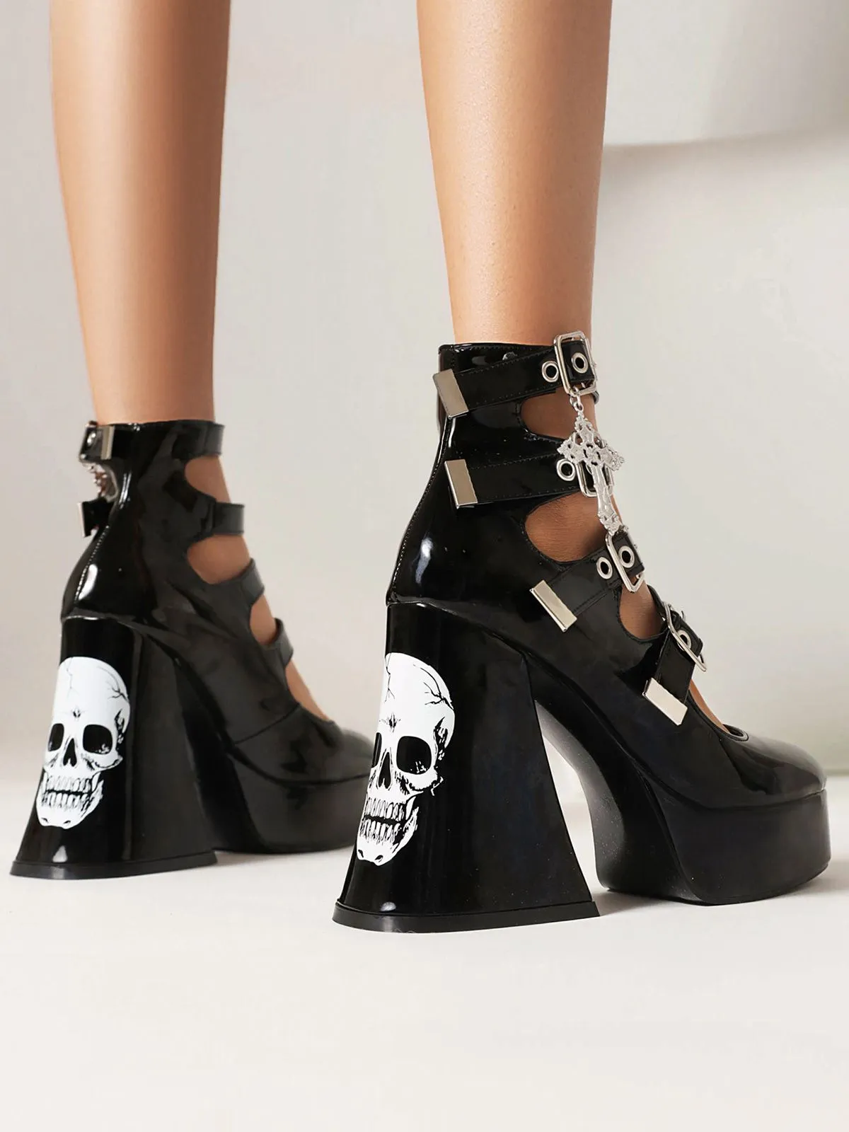 Vintage Skull Steampunk Gothic High Heel Shoes