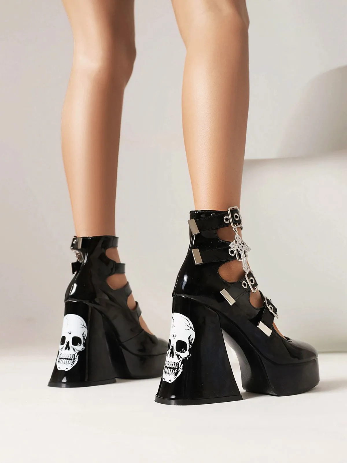 Vintage Skull Steampunk Gothic High Heel Shoes