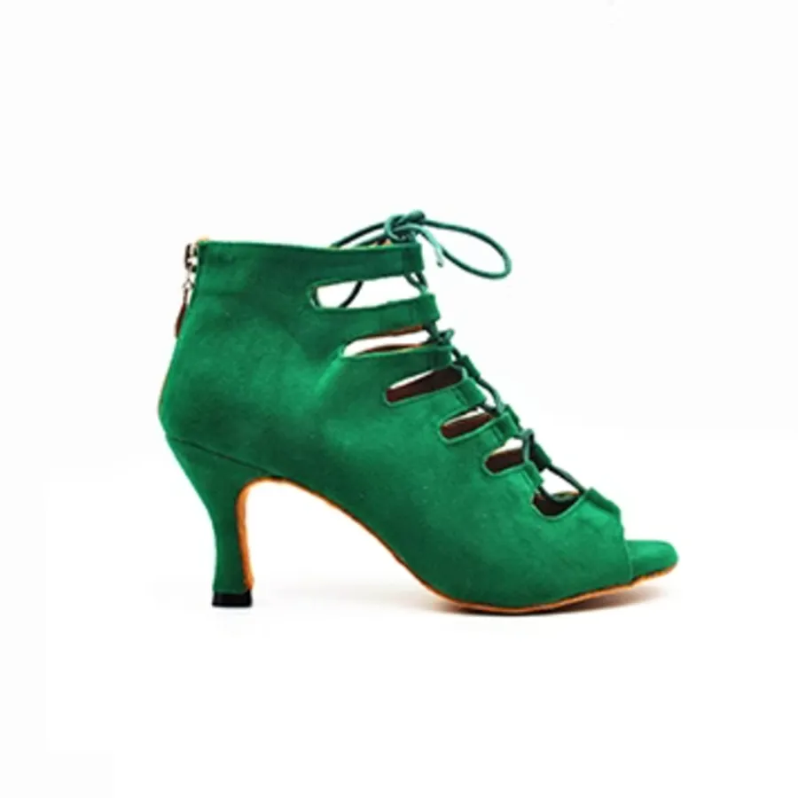 Women's Green Sude Sole Customized Heel Dance Boots Jazz Salsa Dance Shoes